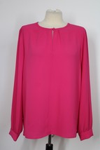 Sara Campbell M Pink Crepe Pullover Keyhole Neck Blouse Top Shirt - £22.50 GBP