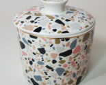 Butter Crock Keeper Terrazzo Marble Pattern Ceramic Bell Pink Gray Black - $19.75