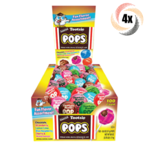 4x Boxes Tootsie Pops Fun Assorted Flavor Chewy Filled Lollipops | 100 P... - $134.82