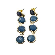 Four Round Faceted Opaque Blue  Sparkly Acrylic Beads Pierced Dangle Earrings  - £7.01 GBP