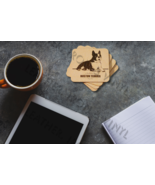 Laser Engraved Boston Terrier Dog Laying - Wood Coasters, set of 4 - $19.13 CAD