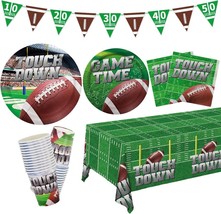 Football Party Supplies Kit Serve 25 Includes Disposable Dinner Plates Dessert P - £44.47 GBP