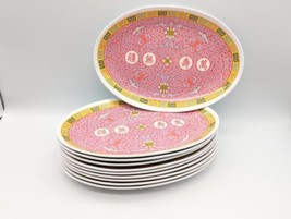 10 Asian Restaurant Melamine Ware Fuji Red Longevity Oval Platter Plates - £44.69 GBP
