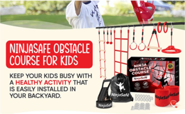 Ninja Obstacle Course for Kids Backyard 10 Durable Obstacles and 50&#39; Slackline O - £198.58 GBP