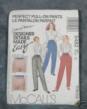 McCall&#39;s #5482 &quot;Palmer Pletsch&quot; Misses&#39; Perfect Pants - $1.75