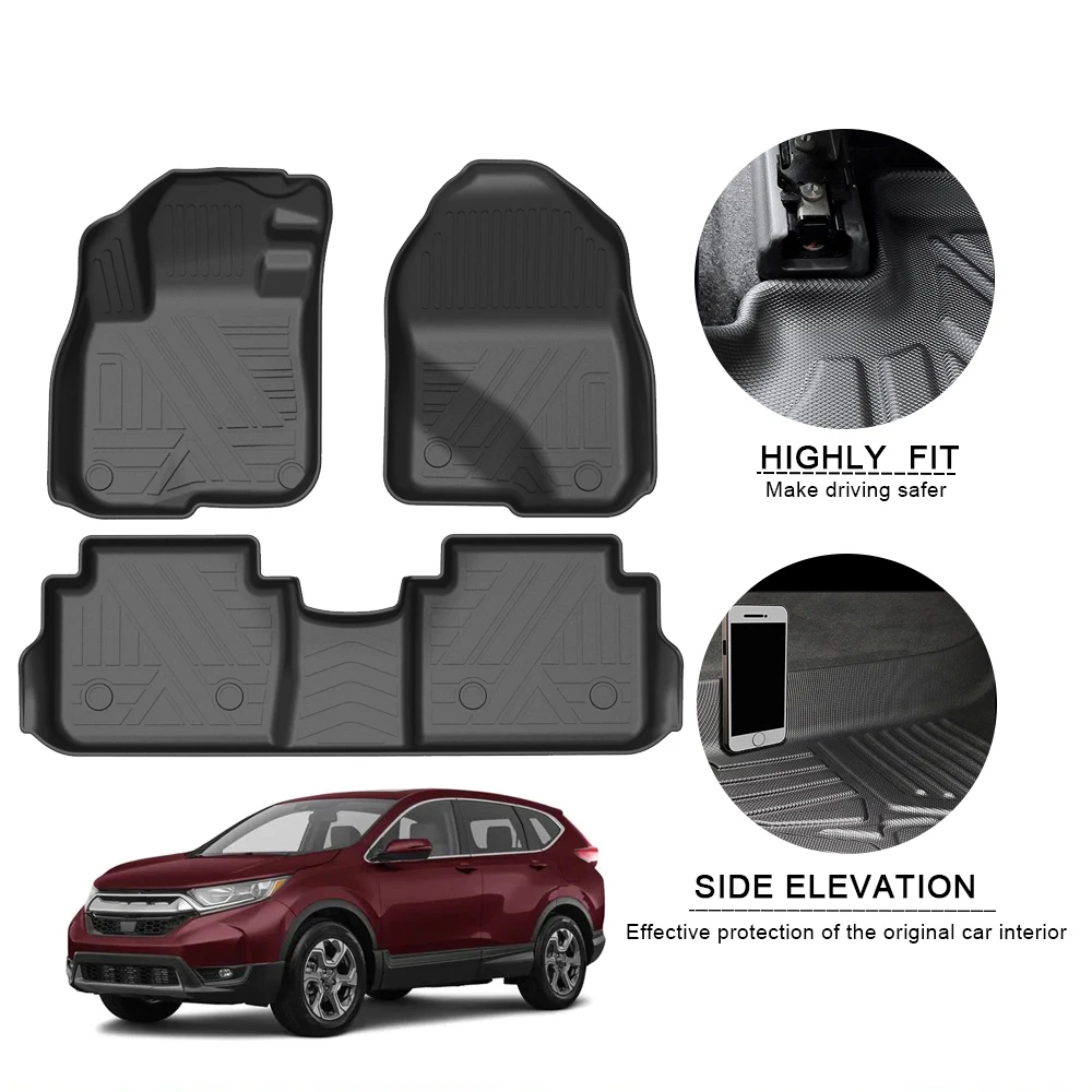 For Honda CR-V Rubber Car Floor Mats Waterproof  Non-Slip TPE  Foot Pad  2017 - - £158.30 GBP