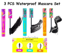 Romantic Beauty Tropicana Waterproof Curl Volume Length Black Mascara 3 PCS Set - £6.39 GBP