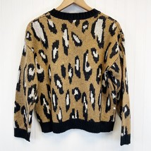 NEW MINKPINK Womens S Latifah Intarsia Sweater Leopard Animal Print Tan ... - £34.70 GBP