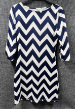 Blue White Zig Zag Womens Small Dress  Decorative Button Up Long Sleeves... - $23.76