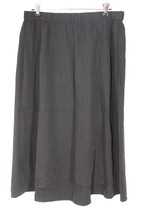 Eileen Fisher M Black Pull-On Hi-Low Elastic Waist Midi Skirt Pockets - £26.03 GBP