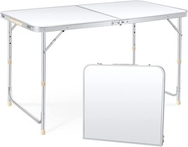 Coobi Folding Table 4-Foot, Portable Picnic Dining Camping Table For Indoor And - £58.29 GBP