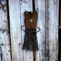 Western Cowboy Boot Crossbody Bag Purse Small Brown Fringe Faux Leather - £19.85 GBP