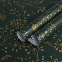 Peel And Stick Vinyl 118&quot; X 17.3&quot; Heroad Brand Dark Green And Gold Peel And - £32.19 GBP