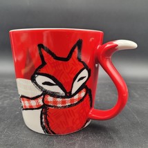Starbucks Red Fox Mug Scarf Holiday 2016 Christmas Cup Fox Tail Handle 1... - $11.87