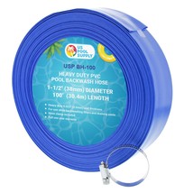 1-1/2&quot; X 50&#39; Heavy Duty Blue Pvc Swimming Pool Backwash Hose With Hose C... - £35.16 GBP