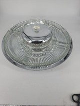 Lazy Susan Kromex with 6 Glass Pieces &amp; Lid  Divided Serving Tray VTG 13... - £23.04 GBP