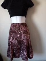Lipsy Women’s Boho  Brown Pink Bohemian Pleated Skirt Large Zipper Back - $16.83