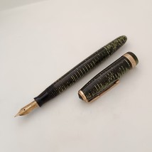 parker vacumatic 14kt gold Green fountain pen with tiger eye barrel - $246.40