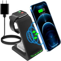 Wireless Charger,3in1 Fast Wireless Charging Station Dock|Black,Included Adapter - £31.02 GBP