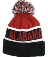 Alabama Wide Stripe Winter Knit Pom Beanie Hat (Crimson/Black) - £15.94 GBP