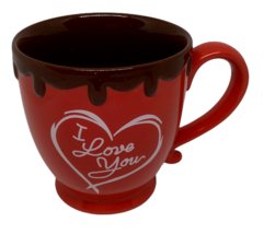 Coffee Mug I Love You Red Heart Chocolate Drips Family Christian Store Valentine - £14.25 GBP