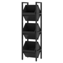Black Industrial Farmhouse 3 Bin 36 Bottle Wine Rack Storage Display Shelf - $208.49