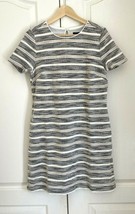 Ann Taylor Brown Black Striped Short Sleeve Crew Neck Pocket Terry Shift... - £38.98 GBP