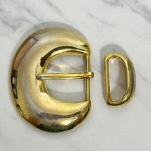 Vintage Rounded Gold Tone Simple Basic Belt Buckle with Keeper - £5.53 GBP