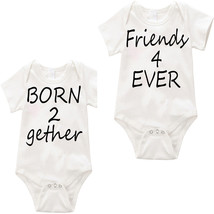 Born 2 gether, friends 4 ever dual baby bodysuit romper, Twin set romper... - $28.99