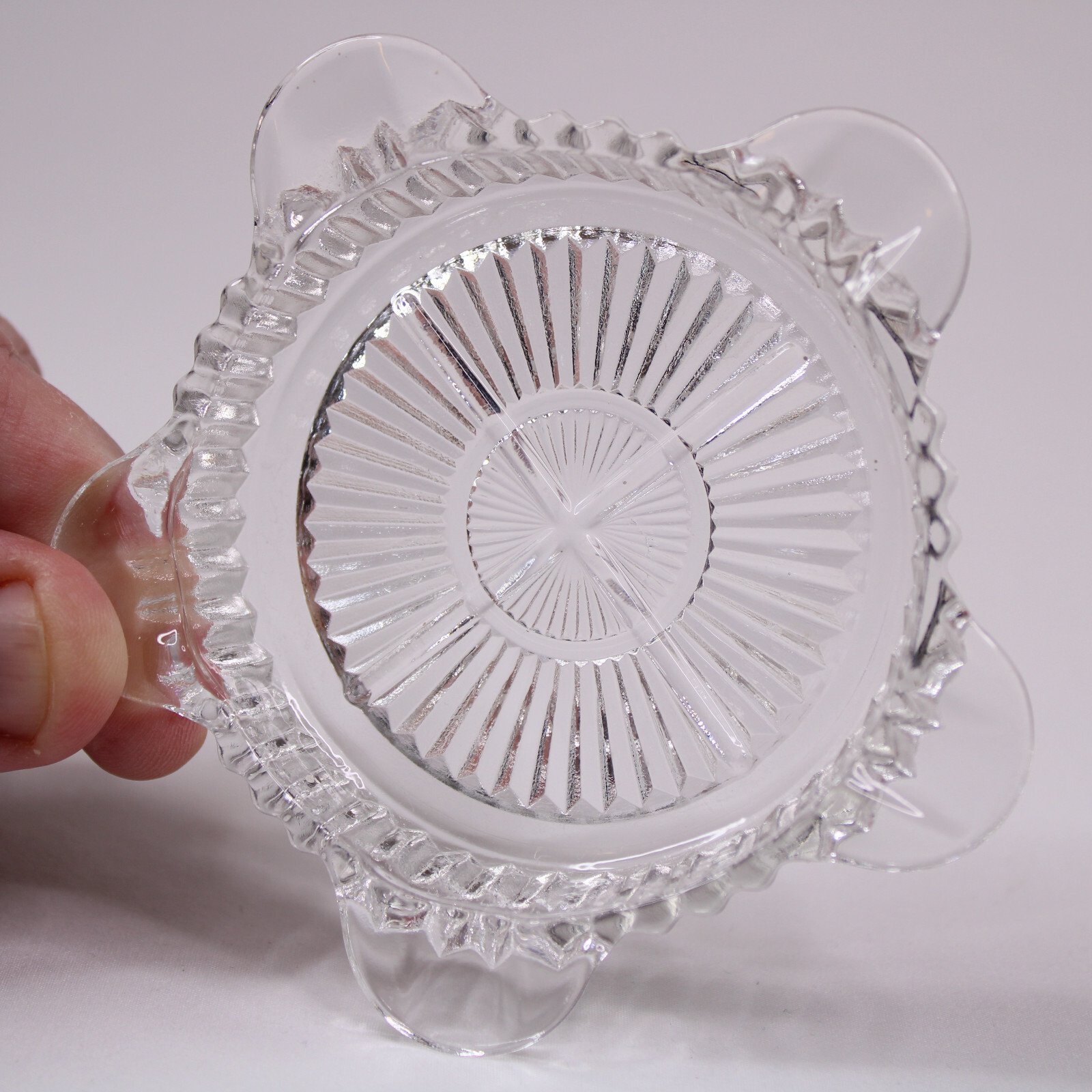Vintage Clear Glass Starburst Ashtray 5 Tabs Retro Restaurant Ware Style... - $8.75