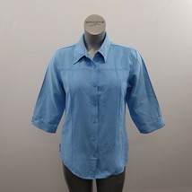 Northern Reflections Button Up Shirt Women&#39;s Size Medium Blue Polyester   - £7.79 GBP