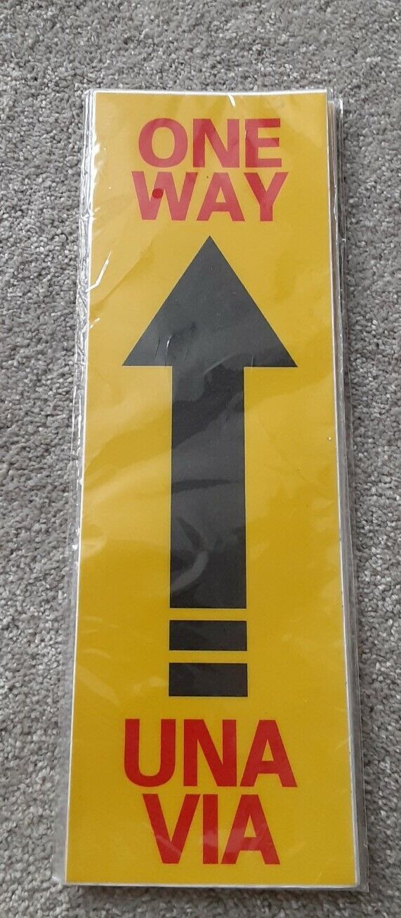 ONE WAY UNA VIA | Adhesive yellow Vinyl Sign Decal 15 x 4.75 - $2.97