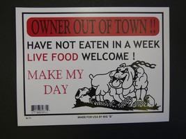 Owner out of town Humorous DOG warning sign Plastic Sign SIGN 9x12 FREE SHIP N71 - £3.89 GBP