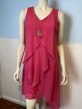 Thalia Sodi Hot Pink Sleeveless V Neck High Low Dress Size XS, NWT - £29.70 GBP