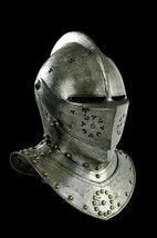 Medieval Knight Tournament Close Armor Helmet best look 18GA SCA LARP gift - $226.38