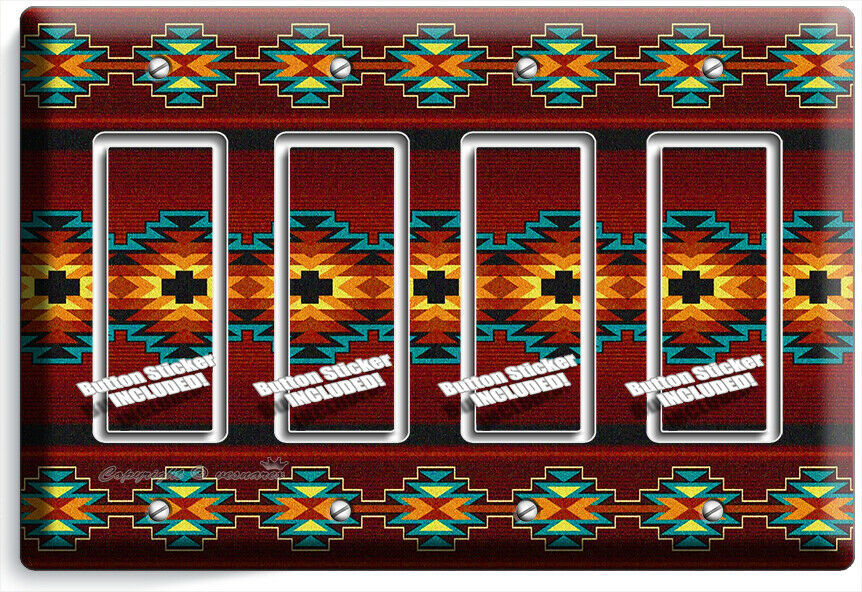 RED LATIN SOUTHWEST WESTERN BLANKET 4 GFCI LIGHT SWITCH WALL PLATE ROOM HD DECOR