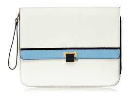 Juicy Couture White Saffiano Lux Leather Flap Zip Tablet iPad Case Sleeve - £51.04 GBP