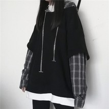 Iped sweatshirt for women black gothic style hoodies pantsuits sweatshirts grunge plaid thumb200