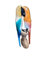 Vintage Hand Carved Wood Colorful Parrots made in Jamaica - £19.81 GBP