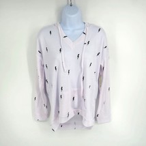 Theo &amp; Spence Medium White Hoodie Black Lightning Print NWT $68 - $17.10