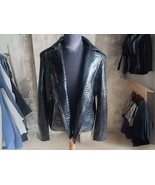 Genuine Python Snakeskin Leather Motorcycle Jacket for Men&#39;s | Black Glossy - $22,432.83 MXN+
