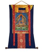 MEDICINE BUDDHA ORIGINAL MASTERPIECE TIBETAN THANGKA PAINTING WITH SILK ... - €167,49 EUR