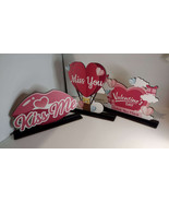 3 Valentine&#39;s Day Wooden Sign Table Decor, Romantic Tabletop Centerpiece... - £10.77 GBP