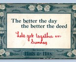 Motto Humor Better The Day Better The Deed Get Together Sunday DB Postca... - $3.91