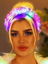 Light up Headband LED Hair Band Glowing Braided Hair Hoop Glitter Headpiece Nigh - £28.73 GBP