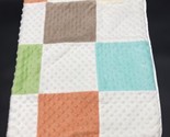 Just Born Baby Blanket Patchwork Minky Orange Aqua Yellow Brown Green Sh... - £31.92 GBP