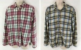 Lucky Brand Jeans Mens L Plaid Hiking Camp Cotton Flannel Button Front S... - $19.00