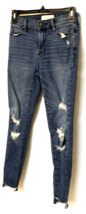 PACSUN DENIM JEANS WOMAN SIZE 0 BLUE MID-RISE DESTROYED JEANS STRETCH SK... - $21.19