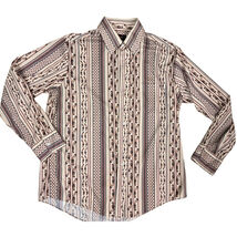 Mens 70s Kingsport VTG Horsebit Belt Print 100% Polyester Dress Shirt L ... - $61.20