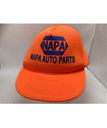 Vintage 1980s NAPA Auto Parts Neon Orange Snapback Hat Adjustable - £8.88 GBP